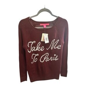 Rebellious One “Take Me To Paris” Sweater XS NWT Burgundy